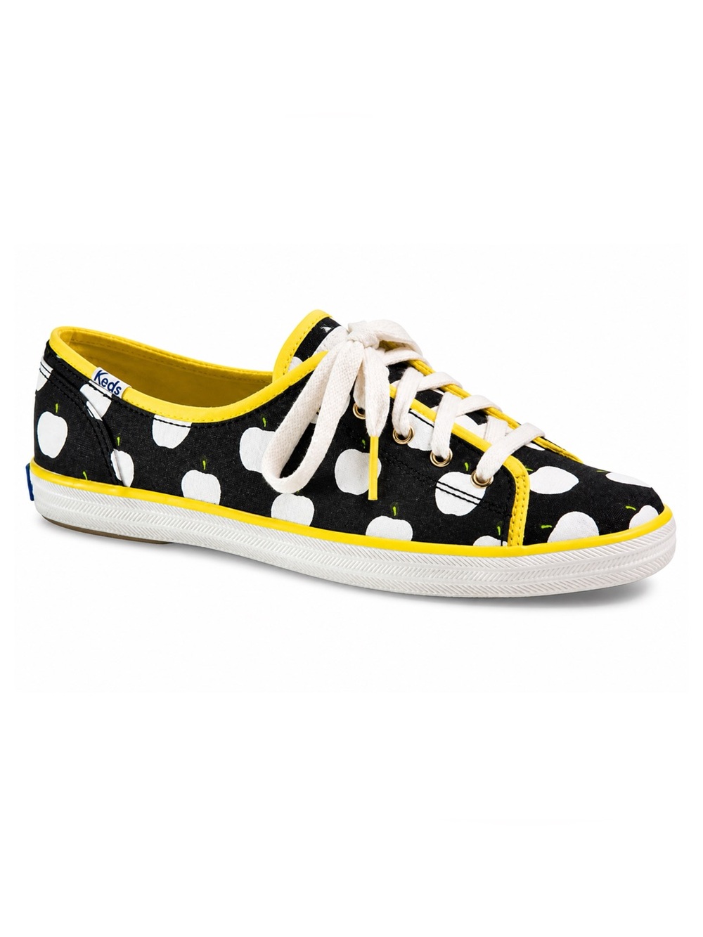 Kate Spade x Keds White Black Yellow Apple Print Canvas Sneaker Women’s Size 8.5 - Picture 2 of 10